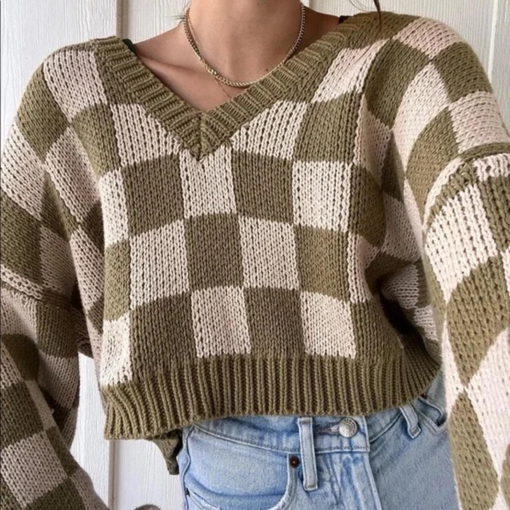 Blue Blush Checkered Sweater